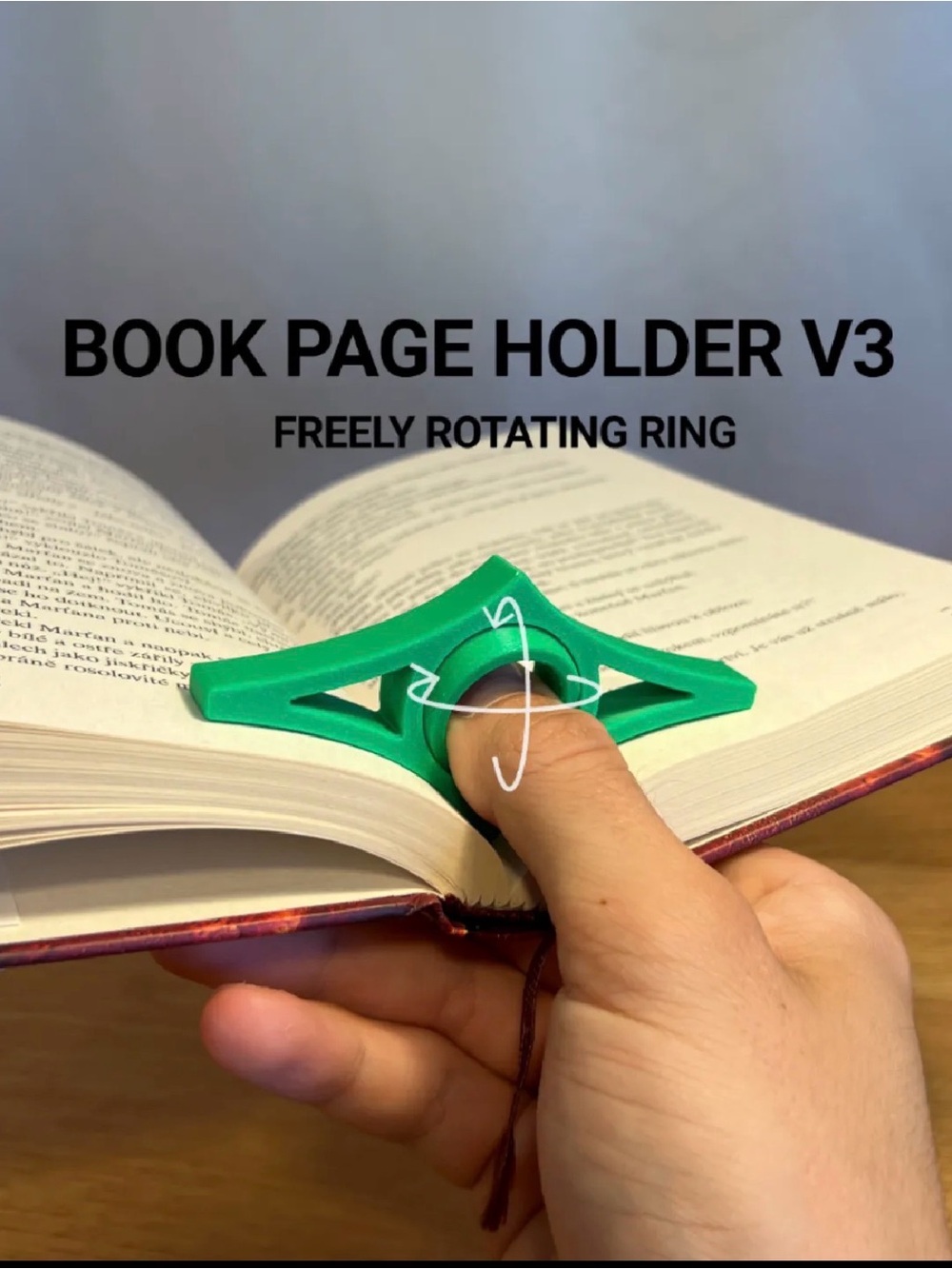 Book Page Holder V3 Rotating Ring - Green